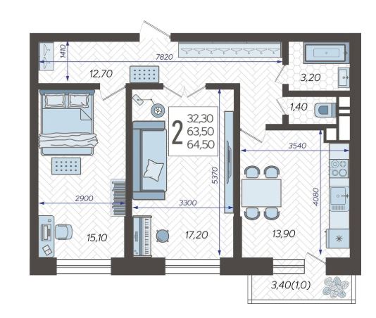 Двухкомнатная в Литер 5