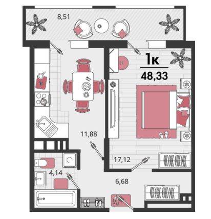 Однокомнатная в Литер 19