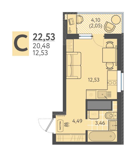 Студия в Литер 4 очередь 2