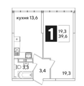 Однокомнатная в Литер 42