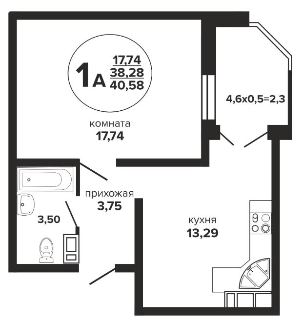 Однокомнатная в Литер 3