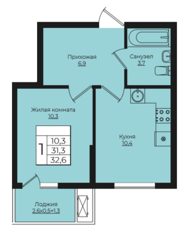 Однокомнатная в Литер 1