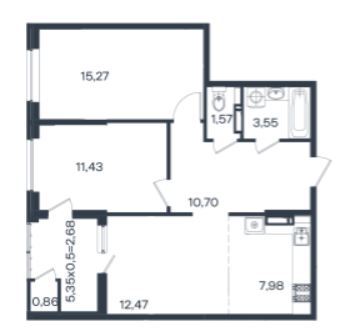 Трехкомнатная в Дом 12