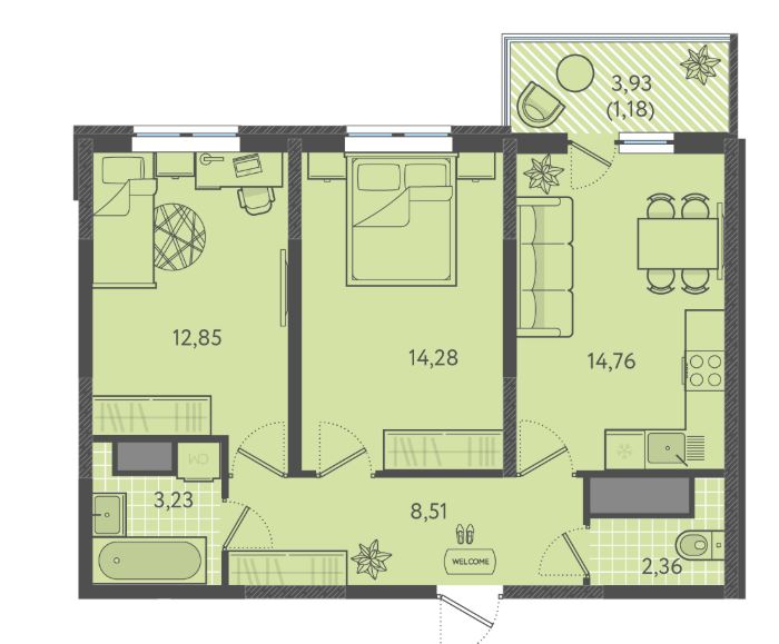 Двухкомнатная в Литер 7 очередь 2