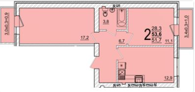 Двухкомнатная в Литер 44