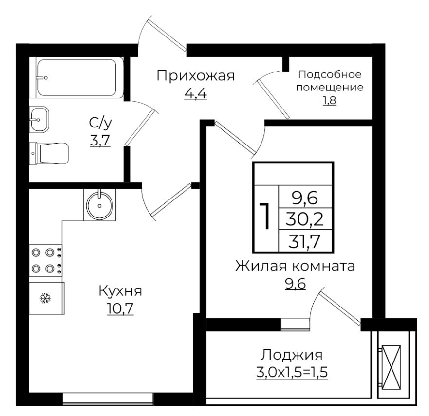 Однокомнатная в Литер 7