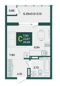 Студия в Дом 16 очередь 4