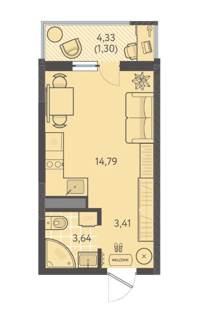 Студия в Литер 5 очередь 2 