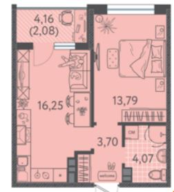 Однокомнатная в Литер 4 очередь 2