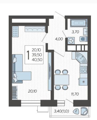Однокомнатная в Литер 3