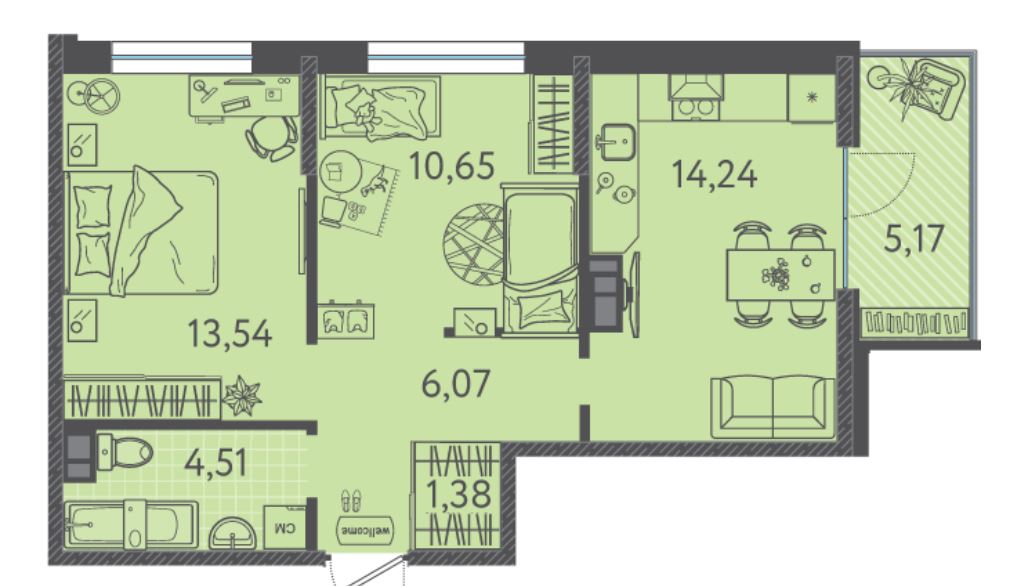 Двухкомнатная в Литер 8 очередь 2