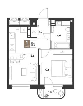 Однокомнатная в Литер 13