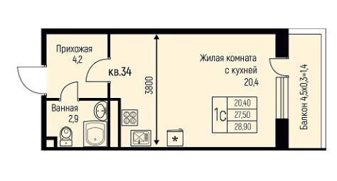 Студия в Литер 9