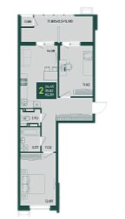 Двухкомнатная в Дом 16 очередь 4