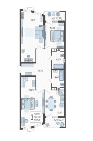 Трехкомнатная в Литер 4