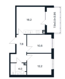 Двухкомнатная в Литер 14 очередь 3