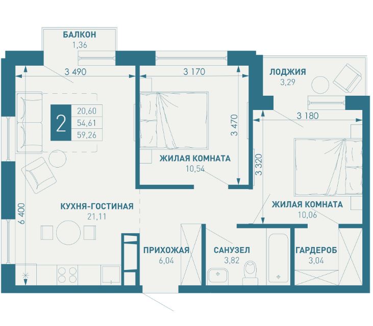 Однокомнатная в Литер 2