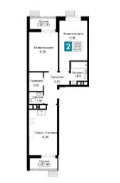 Двухкомнатная в Очередь 1 Литер 2