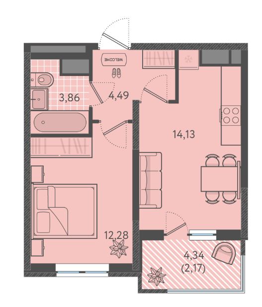 Однокомнатная в Литер 7 очередь 2
