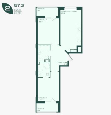 Двухкомнатная в Литер 1.1