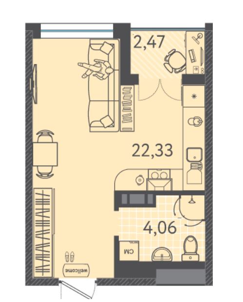 Студия в Литер 7 очередь 2