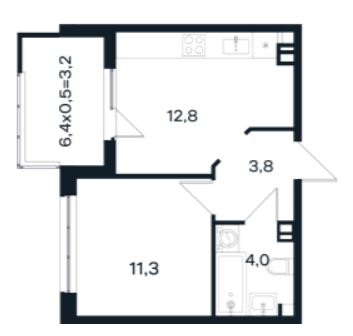 Однокомнатная в Литер 14 очередь 3