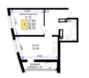 Однокомнатная в Литер 25