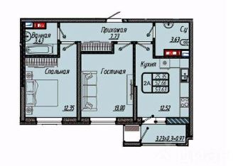 Двухкомнатная в Литер 1