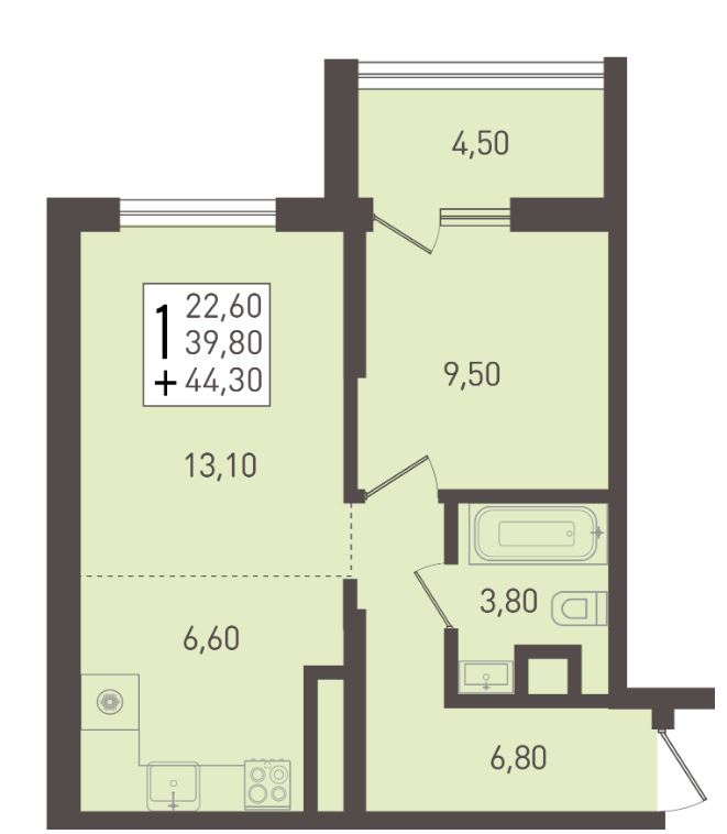Однокомнатная в Литер 1