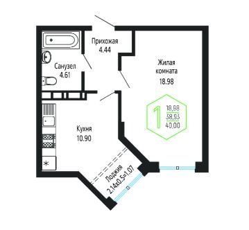 Однокомнатная в Литер 4