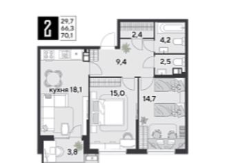 Двухкомнатная в Литер 30