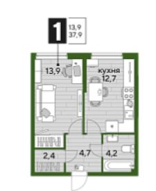 Однокомнатная в Литер 12