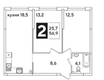 Двухкомнатная в Литер 46