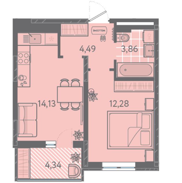 Однокомнатная в Литер 3 очередь 1