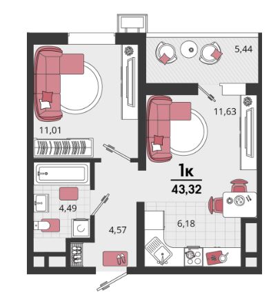 Однокомнатная в Литер 17