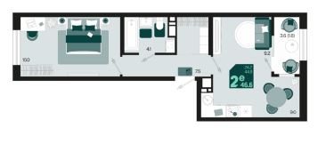 Двухкомнатная в Квартал 1.4 Литер 2