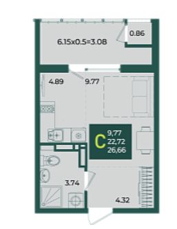 Студия в Дом 16 очередь 4