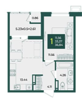 Однокомнатная в Дом 16 очередь 4