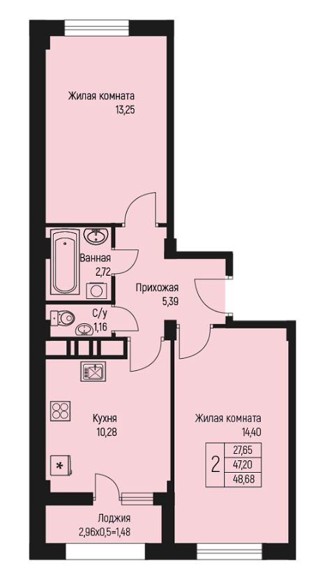Двухкомнатная в Литер 3