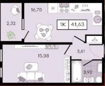 Однокомнатная в Литер 34
