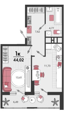 Однокомнатная в Литер 16