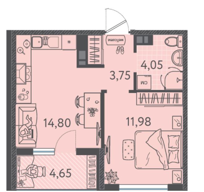 Однокомнатная в Литер 8 очередь 2