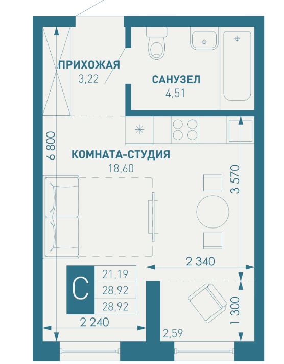 Студия в Литер 2