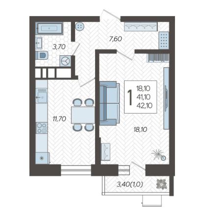 Однокомнатная в Литер 3