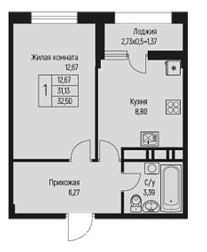 Однокомнатная в Литер 2