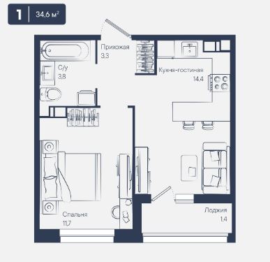Однокомнатная в Литер 6.1