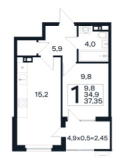 Однокомнатная в Литер 20 очередь 2