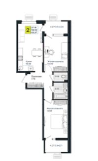 Двухкомнатная в Литер 1