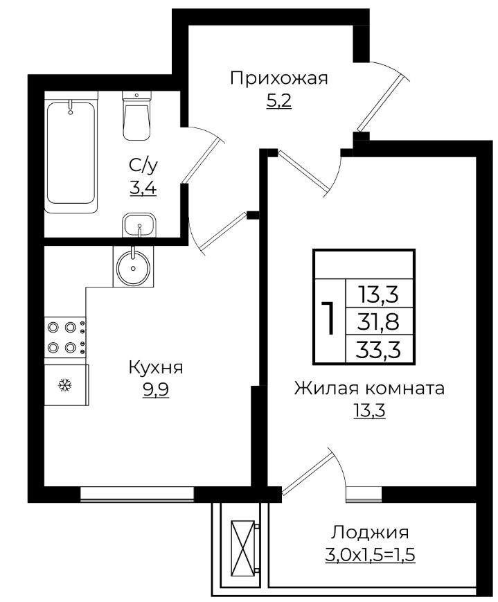 Однокомнатная в Литер 2