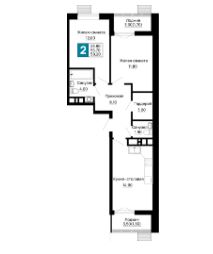 Двухкомнатная в Очередь 1 Литер 2